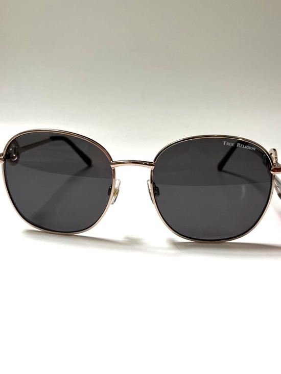 New TRUE RELIGION Round Rhinestone Sunglasses Metal Gold Black Lens